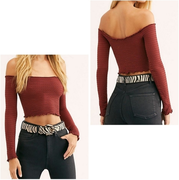 Free People Tops - DONATING!! BUY NOW! Free People Textured Off Shoulder Crop Top